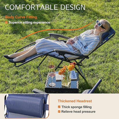 Sweetcrispy Zero Gravity Chairs Set of 2, Outdoor Folding Reclining Lounge Chair - Image 3