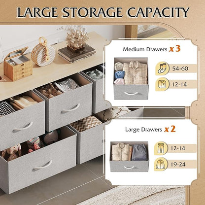 WLIVE Dresser for Bedroom with 5 Drawers, Wide Chest of Drawers, Fabric Dresser - Image 5