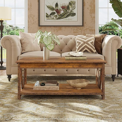 WLIVE Coffee Table, Wood Center Table - Image 4