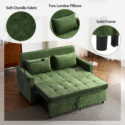 3 in 1 Convertible Sleeper Sofa Bed, 56.9" Small Pull Out Couch Bed - Image 8