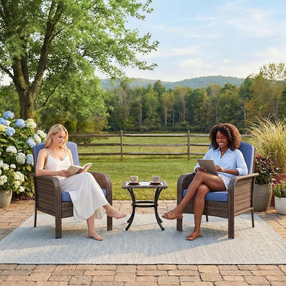 Garvee Outdoor Wicker Chairs, 2 Pieces Patio Furniture Set, All Weather High - Image 6