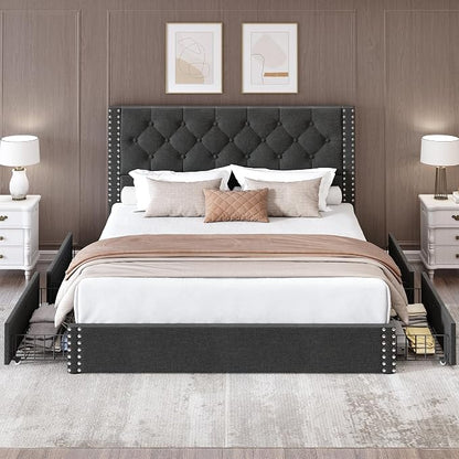 LARMACE Full Size Bed Frame Upholstered Platform Bed - Image 7