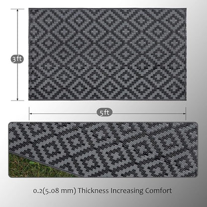 SAND MINE Waterproof Outdoor Rug, Plastic Reversible Rug, Modern Area Rug - Image 2