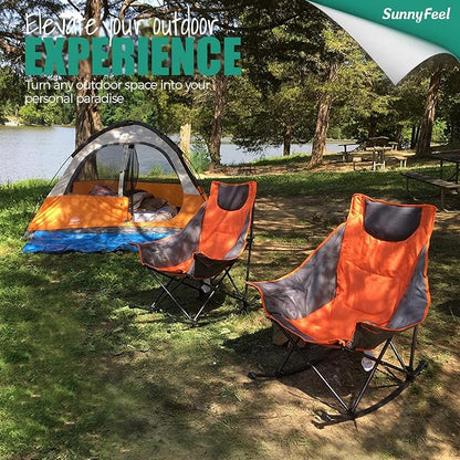 SUNNYFEEL Oversized Heated Rocking Camping Chair 2 Pack, Fully Padded Patio - Image 2