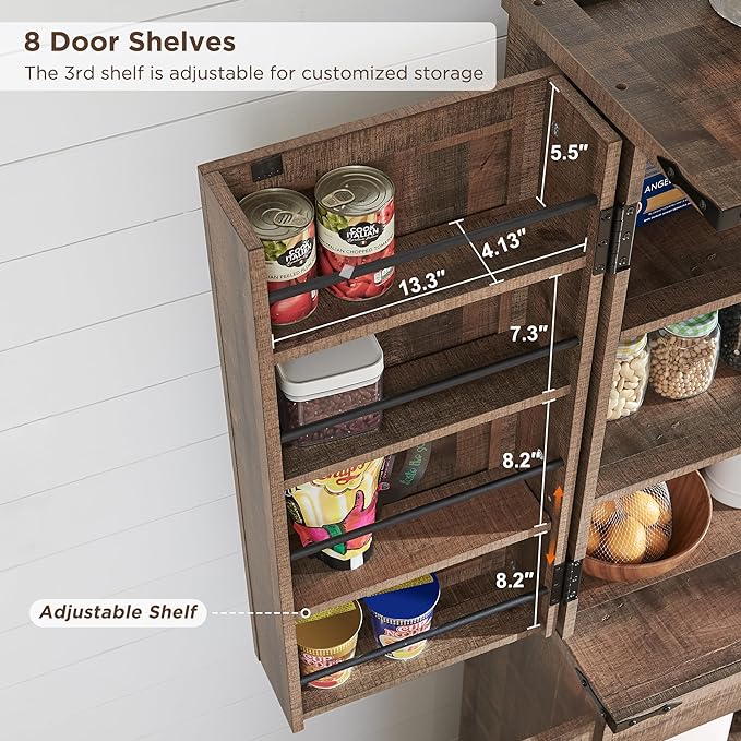 ACCOHOHO 72" Tall Kitchen Pantry, Farmhouse Storage Cabinet - Image 5
