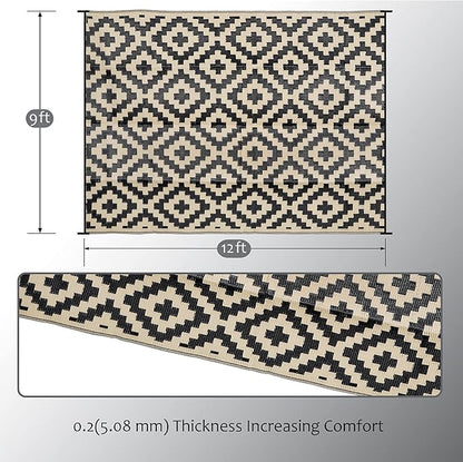 SAND MINE Waterproof Outdoor Rug 9x12 ft, Plastic Reversible Rug, Modern Area - Image 2