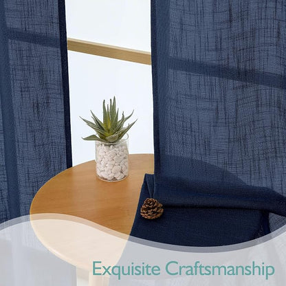 Chyhomenyc Navy Blue Semi Sheer Curtains 54 Inch Length - Image 6