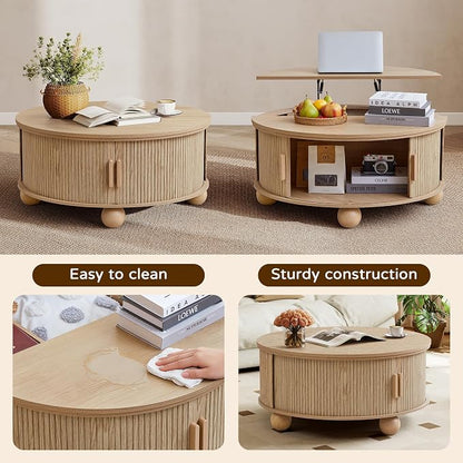 Fluted Round Lift Top Coffee Table - Image 5