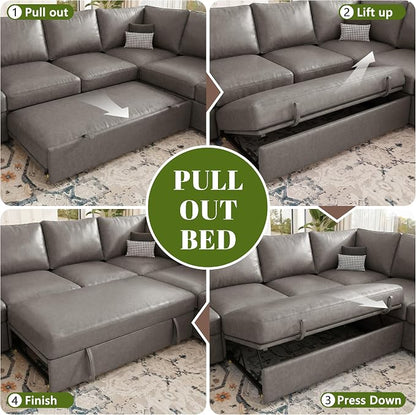 108 Inch Faux Leather Modular Sectional Sofa - Image 7