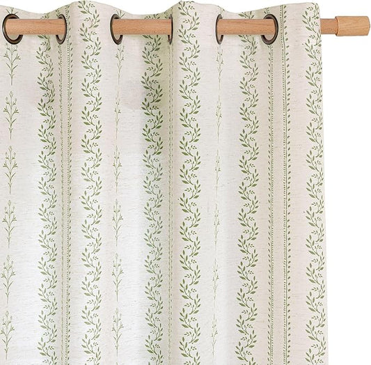 BGment Green Curtains Spring Leaf Floral Print Cottage Core Botanical Curtains by BGment