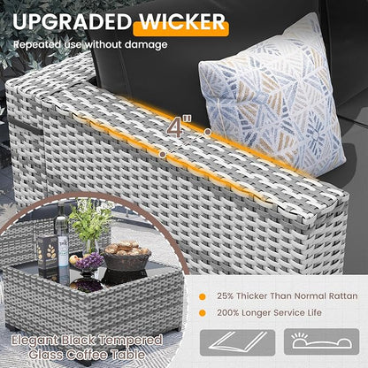 UDPATIO Outdoor Patio Furniture Set, 7 Piece PE Wicker Sectional Sofa - Image 4