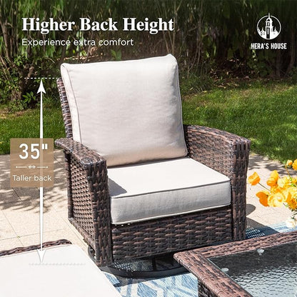 HERA'S HOUSE Outdoor Furniture, 2 x High Back Swivel Patio Chairs - Image 2