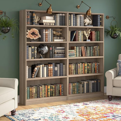 Bush Home Tall 5 Shelf Bookcase, 5 Tier Bookshelf Storage Cabinet - Image 4
