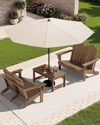 SERWALL 3 Pieces Patio Adirondack Bench Set, 2 Folding Adirondack Bench & 1 - Image 10