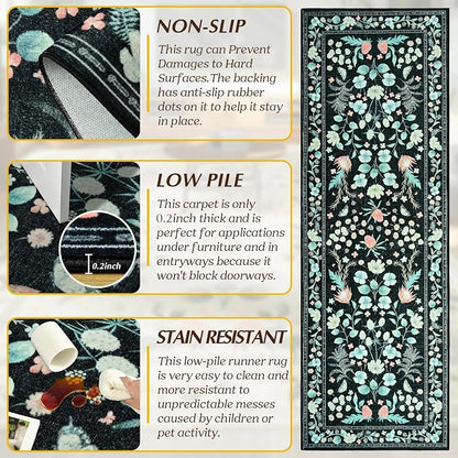 Washable Runner Rug, 2x6Ft Floral Rug Runners - Image 9