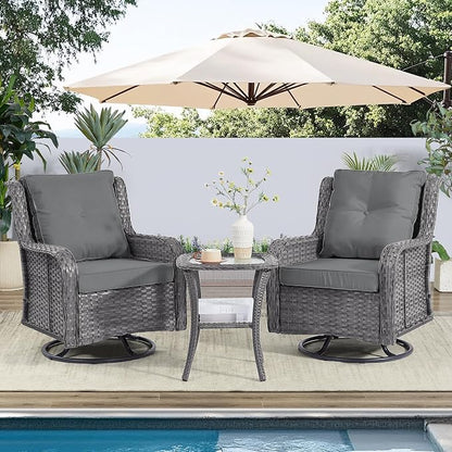 Wumiokio Patio Furniture Sets, 3 Pieces Wicker Outdoor Furniture - Image 2