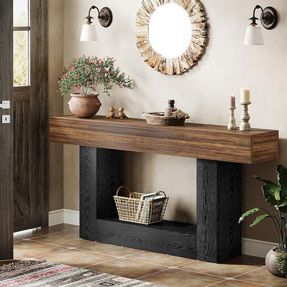 Tribesigns 63" Console Table, Farmhouse 2-Tier Entryway Table - Image 9