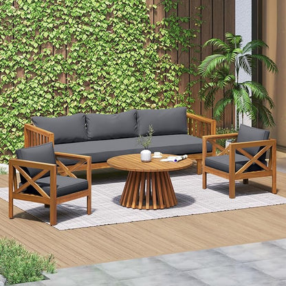 Merax Outdoor 4-Piece Acacia Wood Conversation Set by Merax