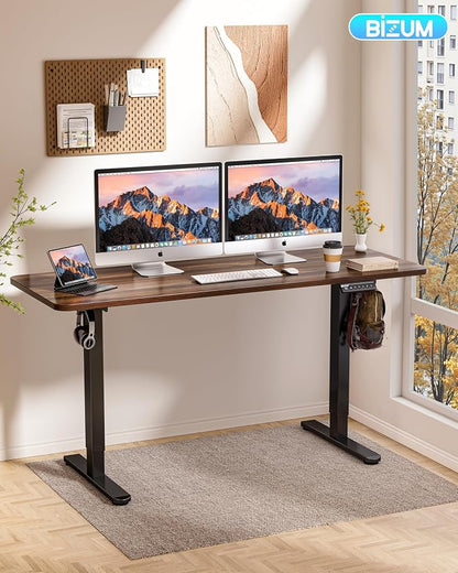BIZUM Electric Standing Desk 60 x 24 Inch Computer Desk-Gaming Desk Dark Walnut - Image 2