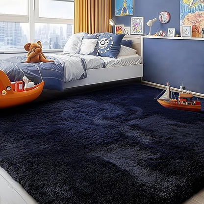PAGISOFE Dark Navy Blue Rugs for Living Room 5x8 Ft, Plush Area Rugs for Bedroom - Image 2