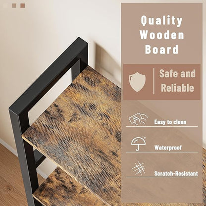 INNOD Triple 4 Tier Book Shelf, Large Industrial Bookcase - Image 5