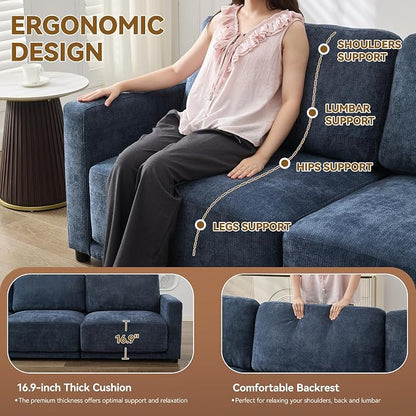 77.4" Chenille Modular Loveseat Oversized Upholstered 2 Seater Sectional Sofa - Image 3