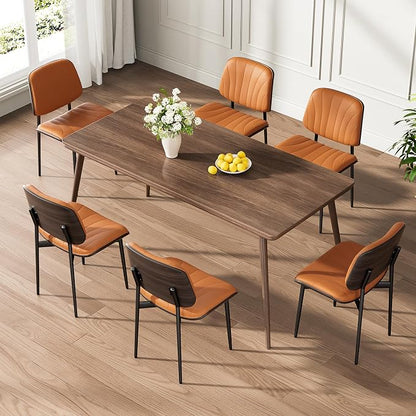 REONEY Dining Chairs Set of 4, Mid-Century Modern Upholstered PU Leather Chairs - Image 3