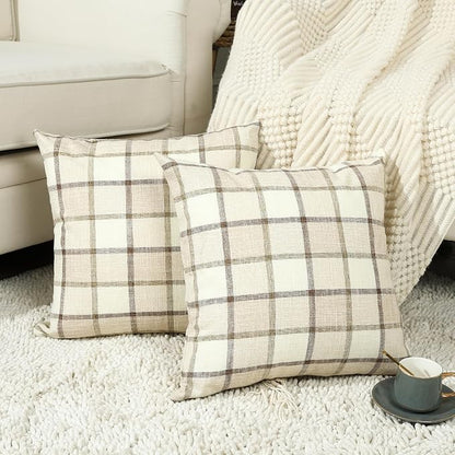 Stellhome Pack of 2 Faux Linen Buffalo Check Throw Pillow Covers, Farmhouse by Stellhome