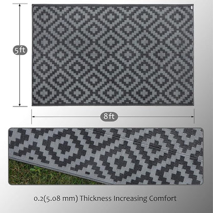 SAND MINE Waterproof Outdoor Rug 5x8 ft, Plastic Reversible Rug, Modern Area Rug - Image 2