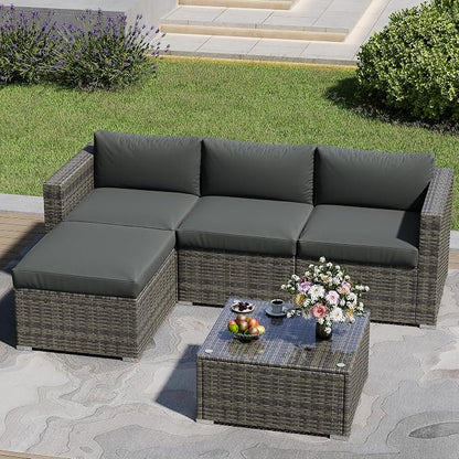 May in Color 5 Piece Outdoor Patio Sectional Furniture Set, Weather Resistant - Image 8
