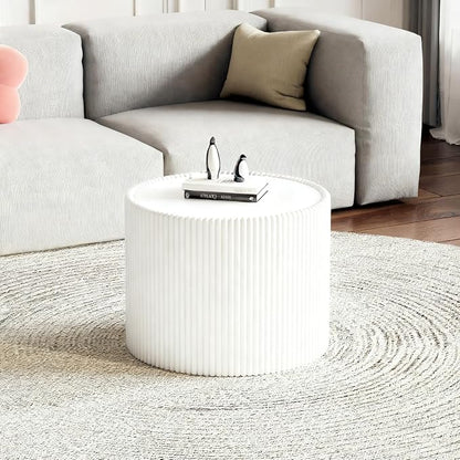 SSLine Round Drum Coffee Table Set of 2 Modern Sintered Stone Top Nesting - Image 7