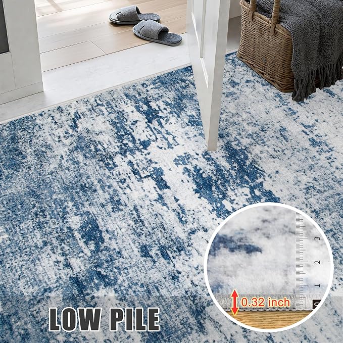 Washable Area Rug 3x14 Entryway Rug: Washable Modern Abstract Soft Thin Rug - Image 7