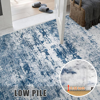 Round Area Rug for Living Room: 6 ft Washable Modern Abstract Soft Thin Rug - Image 6