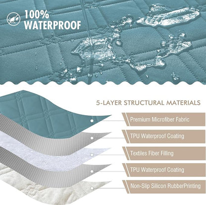 Genina Waterproof Couch Cover, Washable Anti-Slip 51 inch Loveseat Sofa Covers - Image 5
