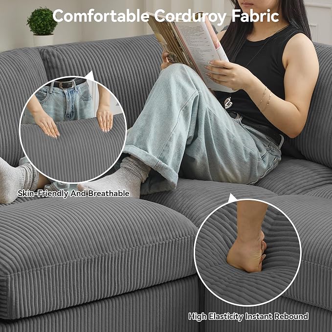 87'' V-Shaped Sectional Sofa Couch, 5-Seater Modular Couches - Image 4