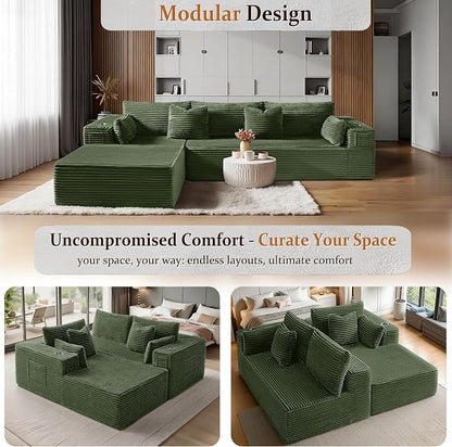 108" Cloud Sectional Couch, Comfort L Shaped Boneless Couch - Image 3