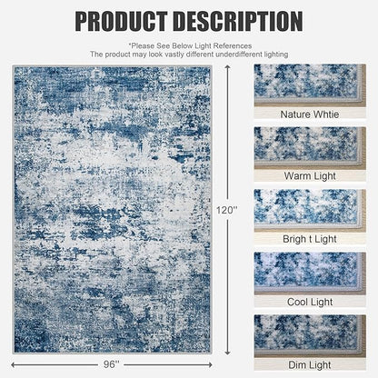 8x10 Area Rug Living Room Rug: Washable Modern Abstract Soft Thin Rug Indoor - Image 2