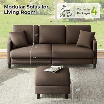 Welzona 83" Couches for Living Room, Teddy Sofa Couch - Image 2