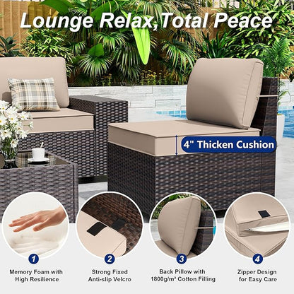 Outdoor Patio Furniture Set, 12 Pieces Outdoor Sectional Furniture High - Image 4