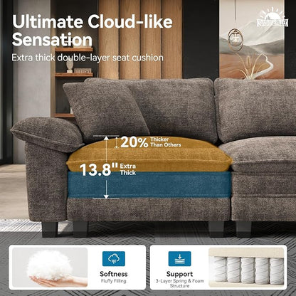 SUNSHINE VALLEY 3 Piece Living Room Sofa Furniture Set, Chenille Modular - Image 3