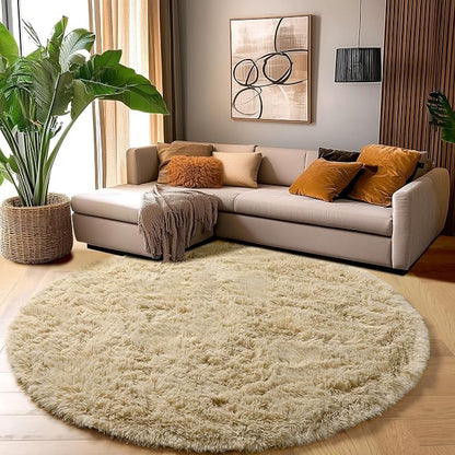 Amdrebio Beige Round Area Rug 6Ft - Image 7