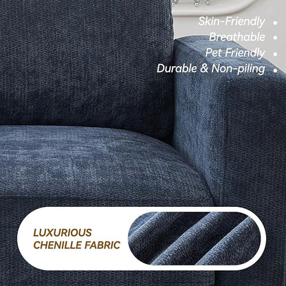 77.4" Chenille Modular Loveseat Oversized Upholstered 2 Seater Sectional Sofa - Image 9