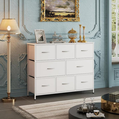 WLIVE 8 Drawer Dresser for Bedroom, Fabric White Dresser - Image 2