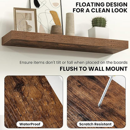 Fun Memories 16 Inch Floating Shelves Wall-Mounted, Engineered Wood Wall Shelves - Image 4