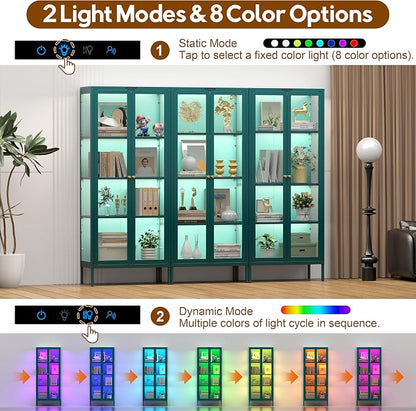 UNICOLY Display Cabinet with Glass Doors, Glass Display Cabinet with 8 Color - Image 3