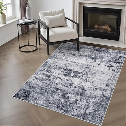 Washable Area Rug 3x5 Entryway Rug: Washable Modern Abstract Soft Thin Rug by FXRHLP
