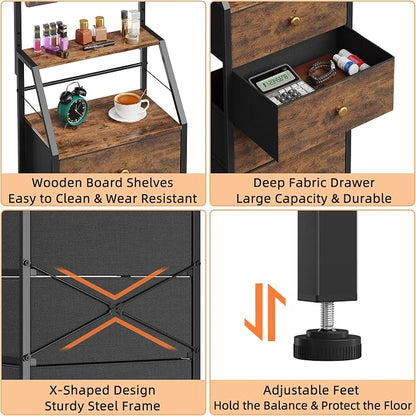 HIGDBFE 4-Drawer Dresser with Mirror, Vanity with 2-Tier Shelves, Fabric Chest - Image 7