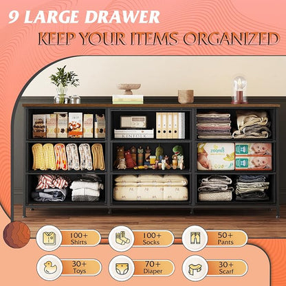 WLIVE 63''W Dresser for Bedroom, Dresser TV Stand for 65, 75 inch TV, Wide - Image 5