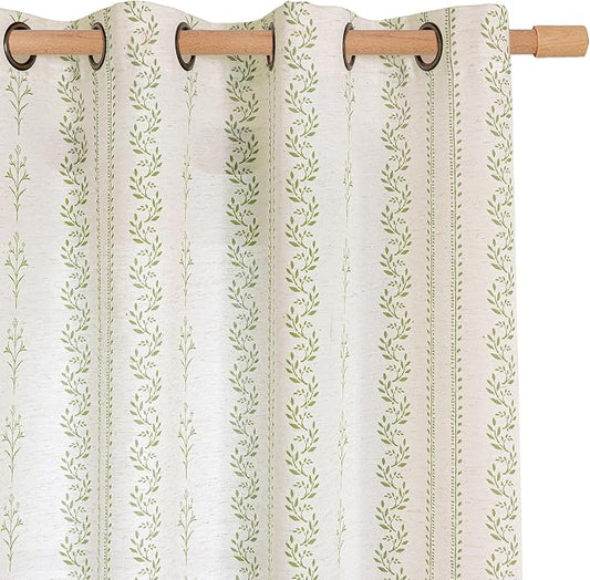 BGment Sage Green Curtains Spring Leaf Floral Print Cottage Core Botanical by BGment