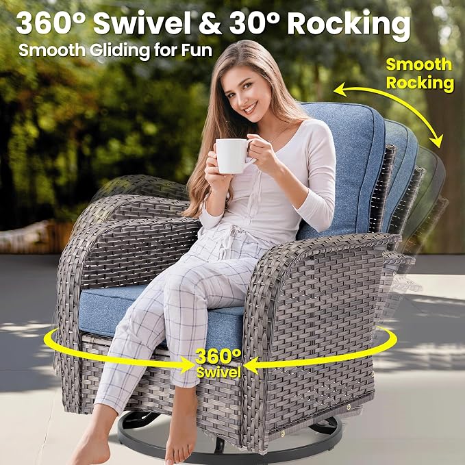 ovios 7 Pieces Patio Furniture Set, Outdoor Wicker Sofa Couch - Image 4